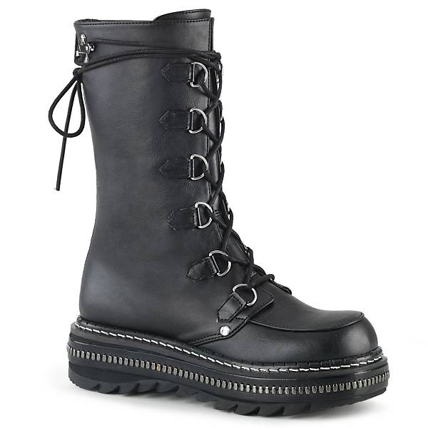 Demonia Women's Lilith-270 Platform Mid Calf Boots - Black Vegan Leather D5327-41US Clearance